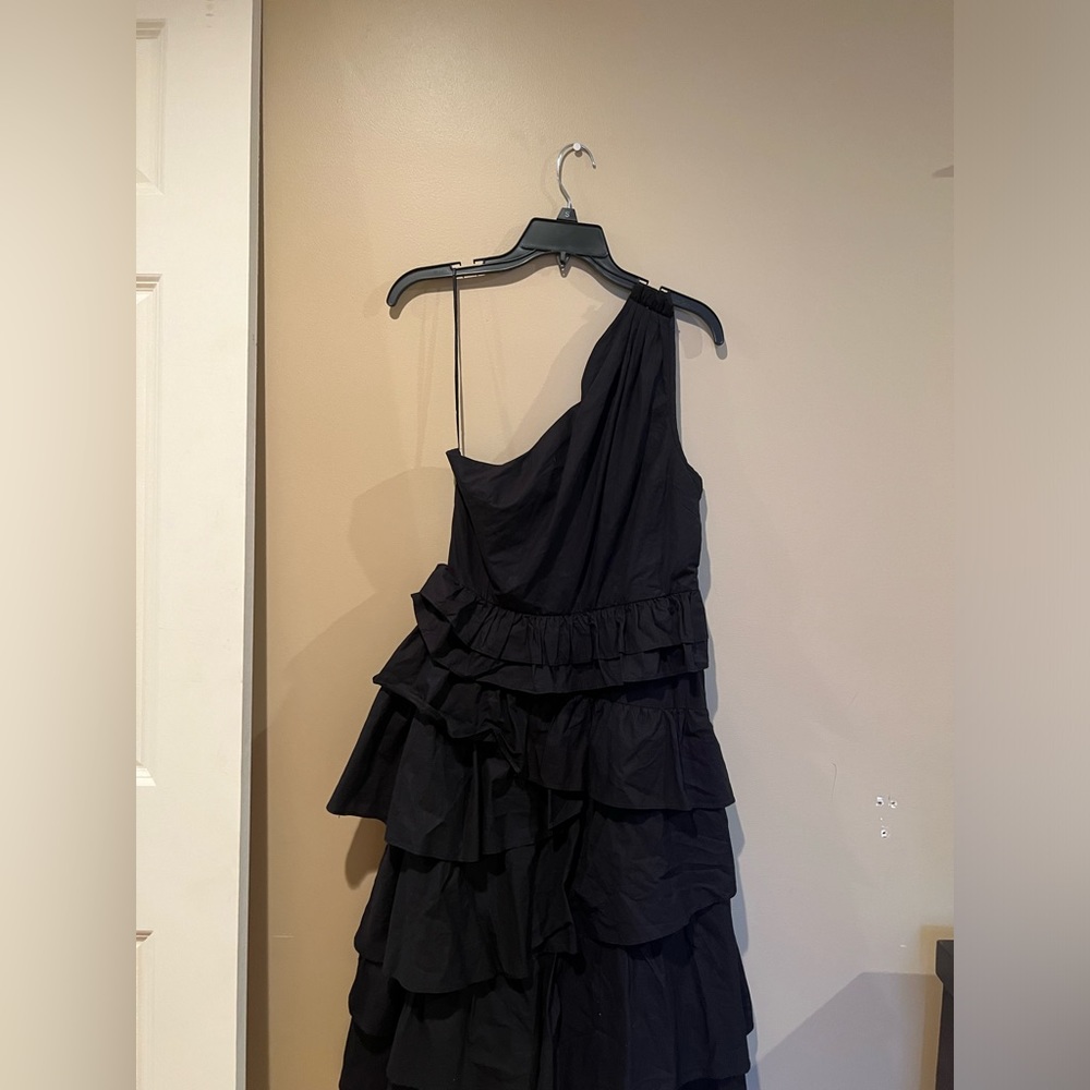 By Anthropologie One-Shoulder Tiered Midi Dress